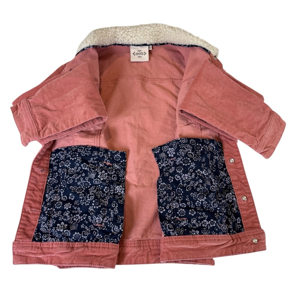 Nanette Lepore Pink and Cream Sherpa Light Corduroy Jacket size M - Picture 6 of 8